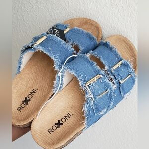 Women's Comfort Flat Sandals Double Buckle Adjustable Straps: Blue